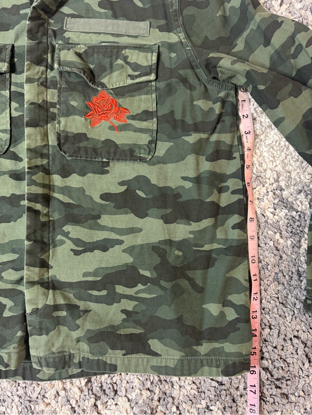 Divided by H&M, Camo Print Long Sleeve Button Down Shirt Jacket with Embroidery - Picture 7 of 7